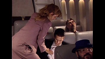 While the plane is on autopilot the pilot fries the sexiest stewardess' pussy